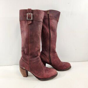 Neosens Leather Boots Size 38 (7.5-8) Burgundy Made in Spain